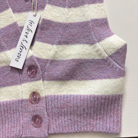 For love & lemons maud crop sweater vest purple striped NEW - Picture 6 of 12